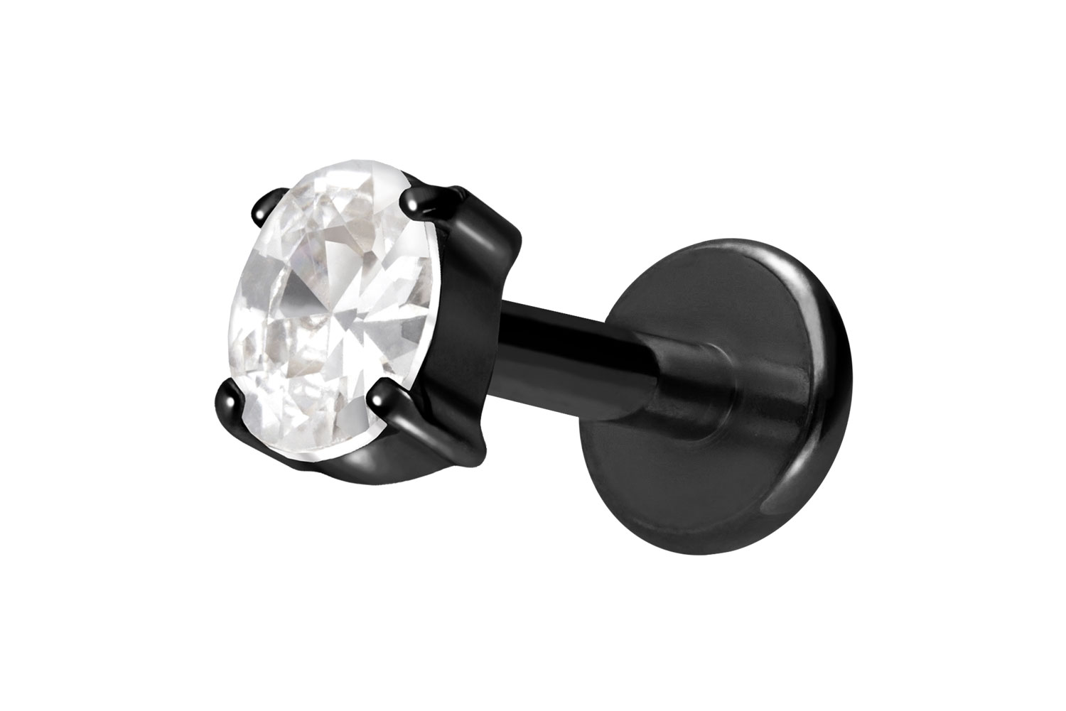 Titan Labret Piercing mit Innengewinde EINGEFASSTES KRISTALLOVAL